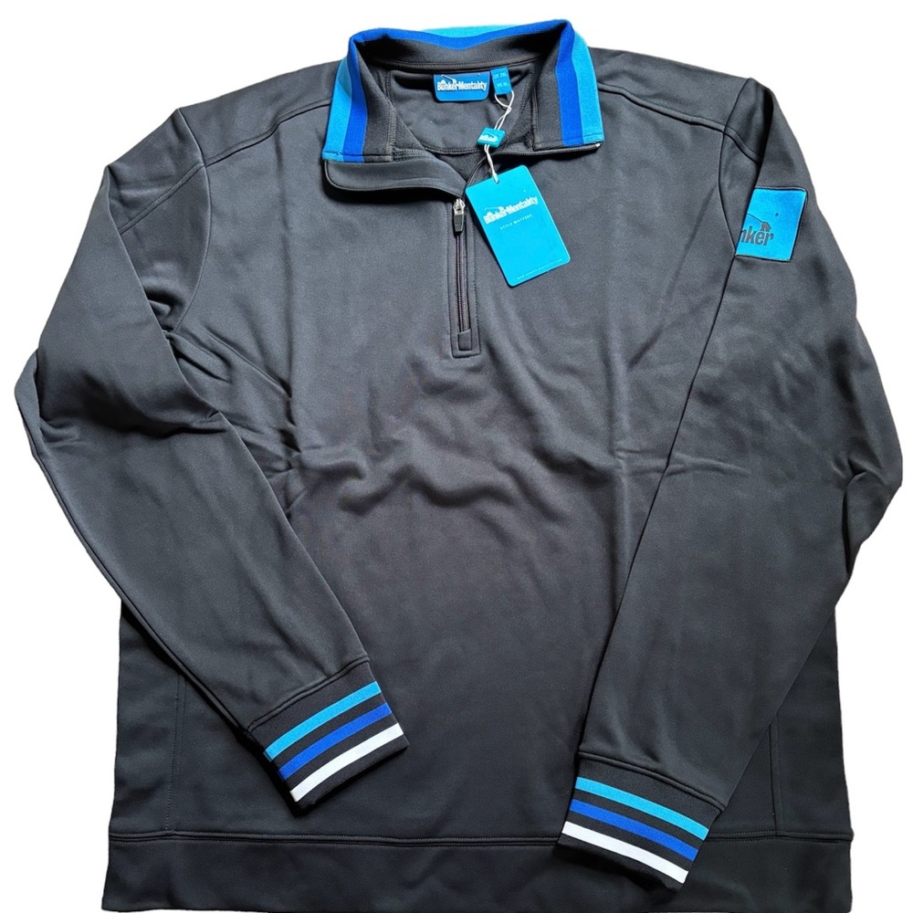 NWT  Bunker Mentality Color Quarter Zip Pullover Mens Black  1/4 Zip  XXL Golf